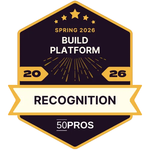 Gold and black badge reading Spring 2026 Build Platform Recognition, awarded by 50Pros.
