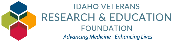 Logo of Idaho Veterans Research & Education Foundation with colorful hexagons and the tagline Advancing Medicine - Enhancing